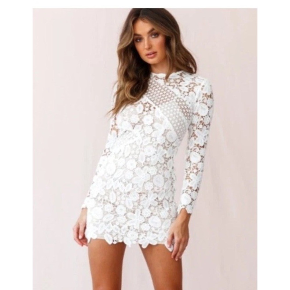 Selfie Leslie White Lace Mini Dress